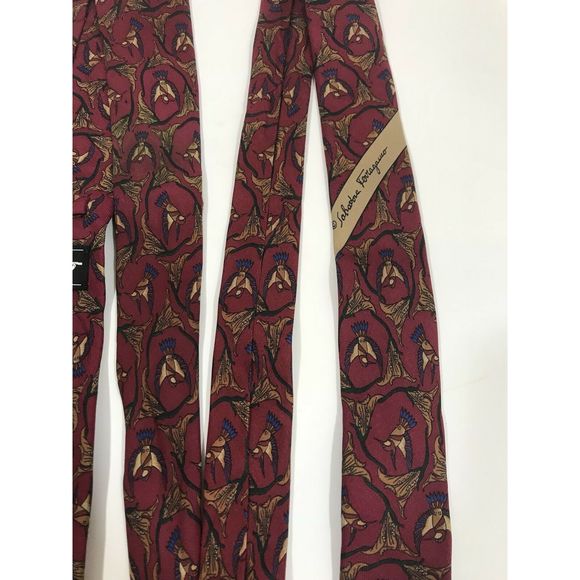 Salvatore Ferragamo Slate Red Silk Tie Italy - Picture 6 of 6
